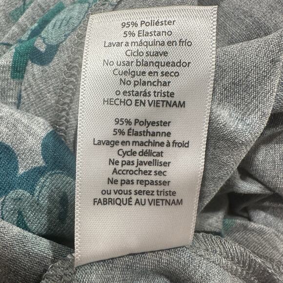 LuLaRoe Disney Carly Dress M Gray Green Mickey Mouse Print Hi-Low Hem - Picture 8 of 14